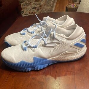 adidas Crazylight 2016 basketball shoes. Cloud White and Sky Blue Sneakers
